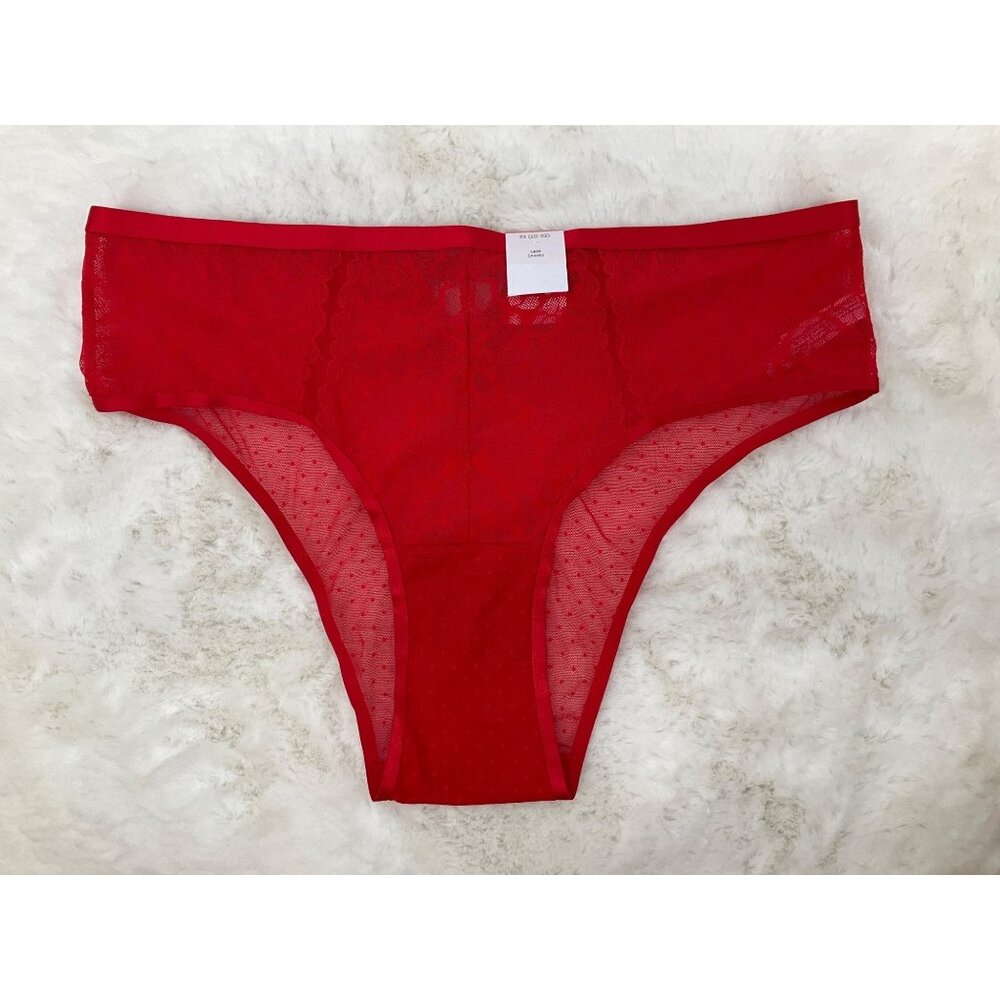 Auden 2-pr size 2X (20-22) Red & Black Lace Cheeky Panty NEW - Picture 2 of 5